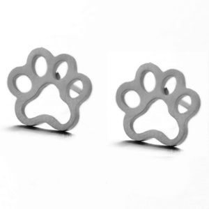 Minimalist Paw Print Silver Stud Earrings!